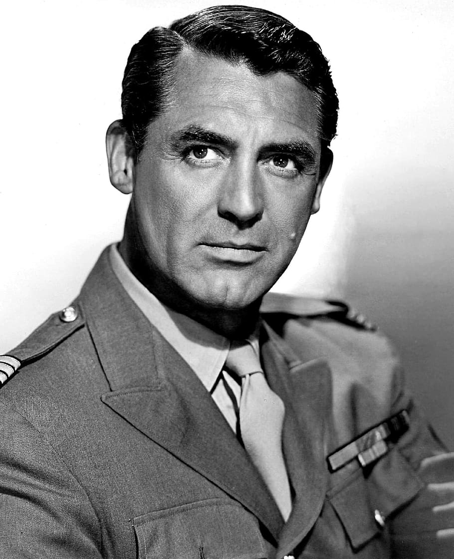 gray-scale photo, military, suit, gray-scale, George Clooney, cary grant, actor, man, person, portrait
