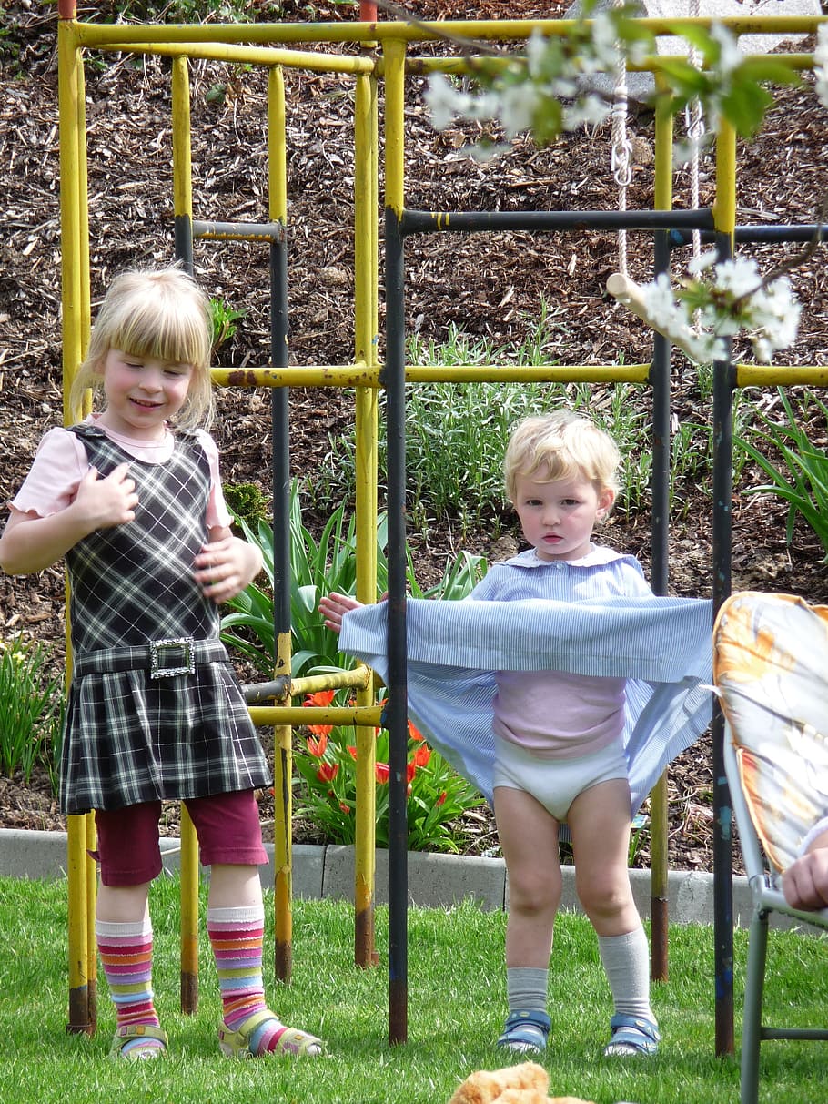 playground, play, children, girl, climb, dresses, blond, diapers, pampers, baby fat