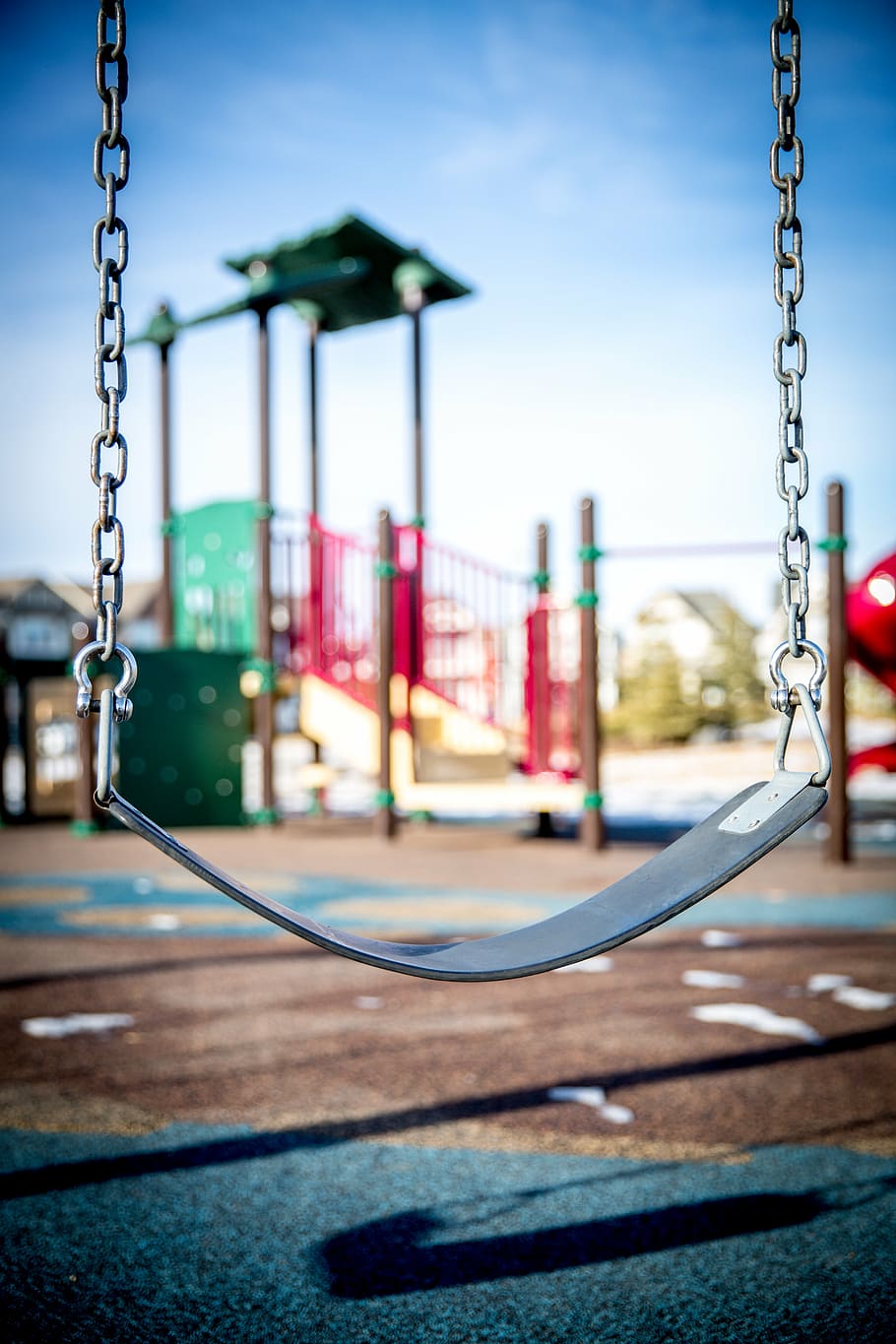 empty gray swing, swing, playground, children playing, park, child, play, happy, activity, kids playground