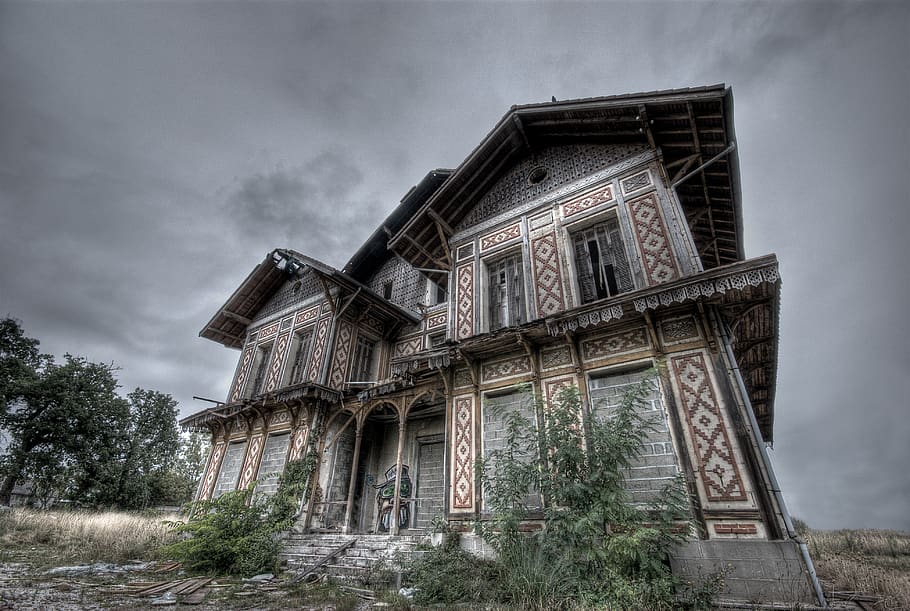 casa, abandonado, assombrado, mansão, fantasma, forma isolada, dia das bruxas, escuro, assustador, medo