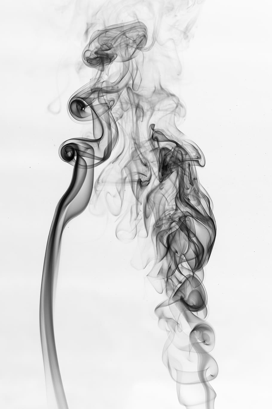 smoke, fire, burning, lighter, flame, incense, studio shot, smoke - physical structure, white background, motion