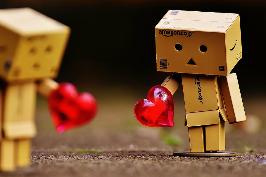 danbo, figures, love, longing, miss, heart, separation, separated ...