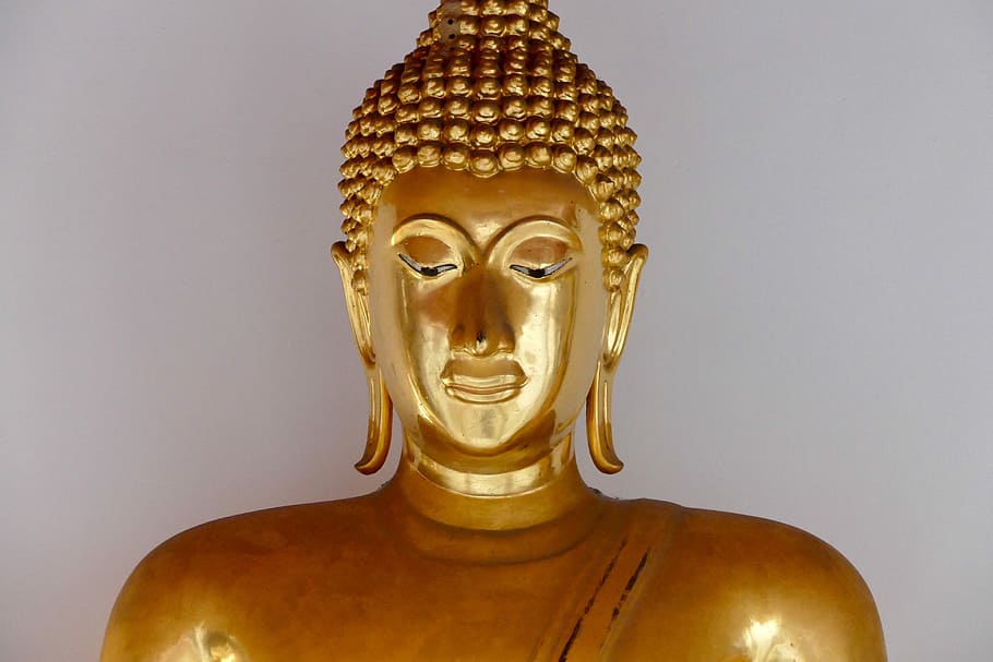 buda, escultura, estátua, dourado, religião, meditação, divindade, adoração, templo, tailândia