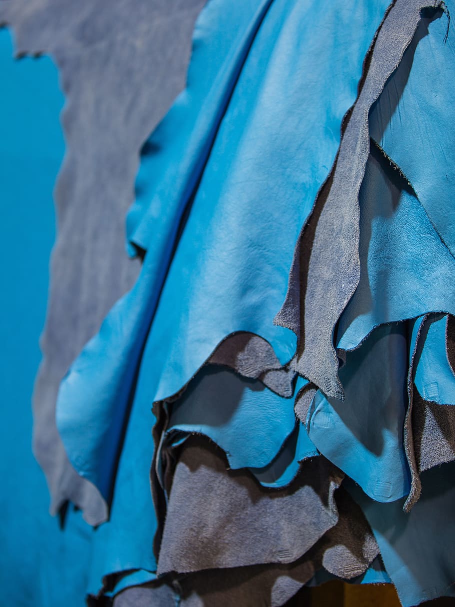 Turquoise, Skins, Leather, Hides, blue, close-up, day, indoors, animal themes, textile
