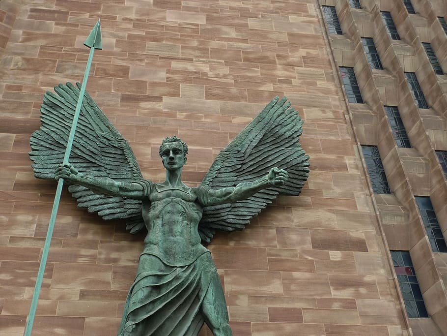saint, michael, angel, sculpture, victory, epstein, coventry cathedral, archangel, statue, representation