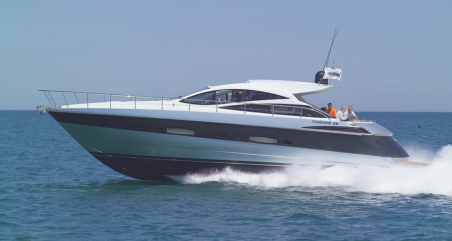 white, black, speedboat, Yacht, Boat, Sea, Water, Ocean, Luxury, sea, water