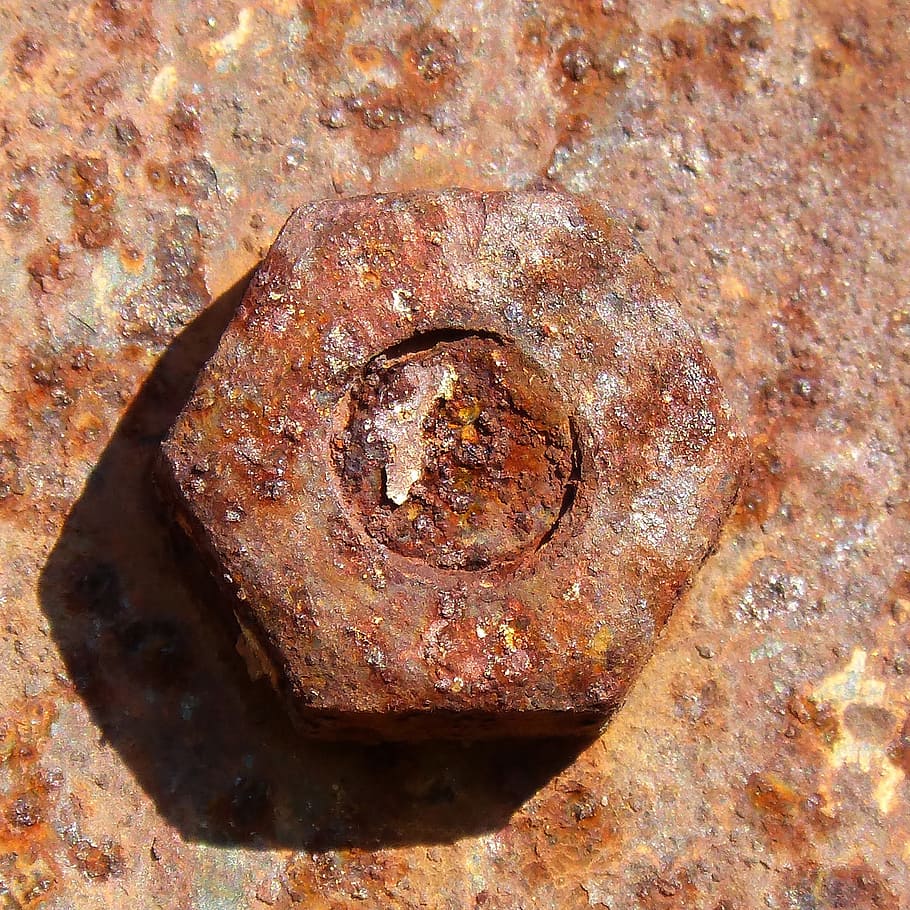 Nut, Old, Iron, Texture, Symbol, rusty, stuck, impossible, rock - object, close-up