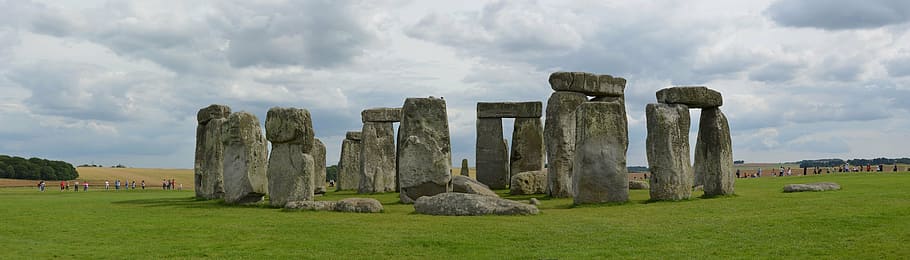 stonehenge, inglaterra, panorama, nuvens, wiltshire, história, lugar famoso, antigo, passado, salisbury - Inglaterra