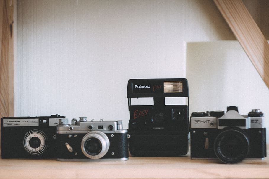 polaroid, camera, slr, vintage, oldschool, objects, indoors, technology, photography themes, wood - material