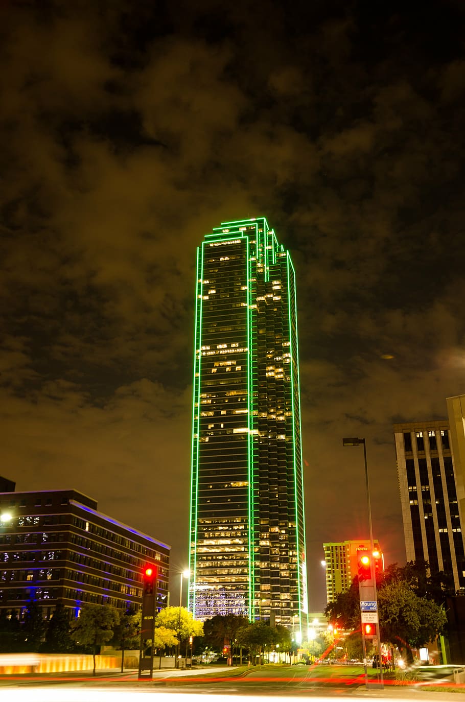 dallas, texas, usa, america, united states, places of interest, architecture, skyline, evening, bank of america plaza