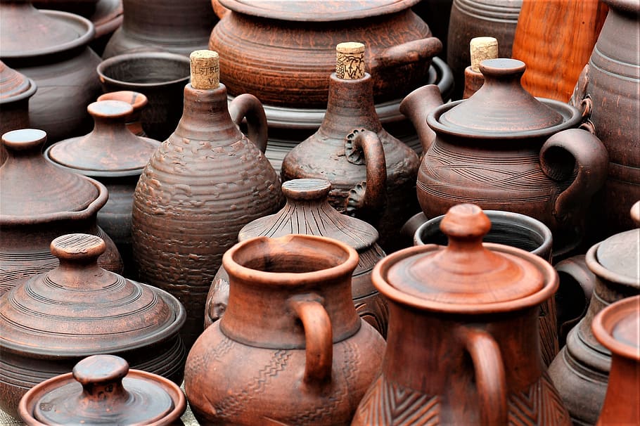 handmade, clay pot, pitcher, tableware, craft, pottery, art and craft, earthenware, choice, retail