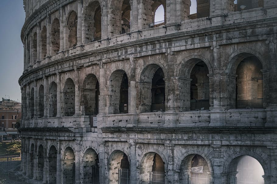 colosseum, roma, italia, arsitektur, bangunan, infrastruktur, tengara, lengkungan, tidak ada orang, tujuan perjalanan