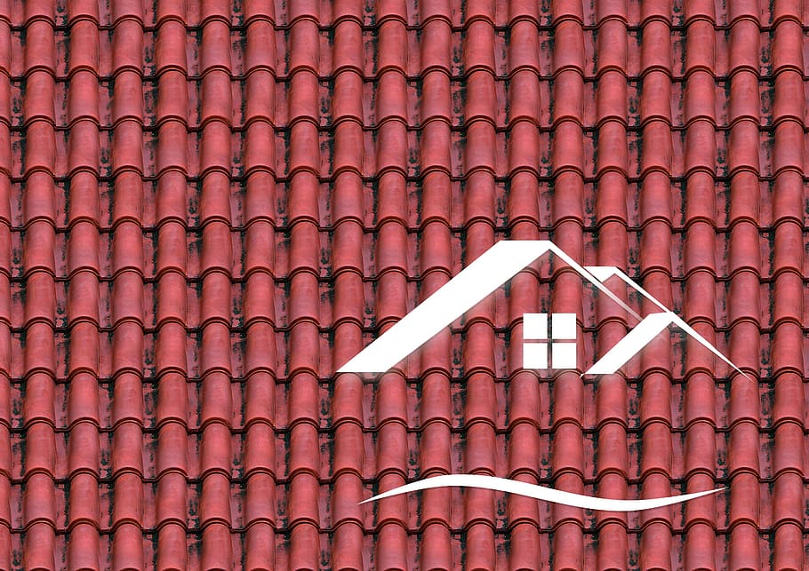 red, roof tiles, house illustration, house construction, roof, brick, building, craft, structure, pattern