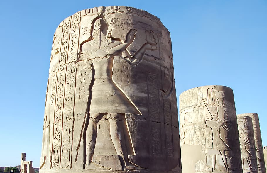 egypt, karnak, column, engraving, pharaoh, hieroglyphs, architecture, antique, pierre, sculpture
