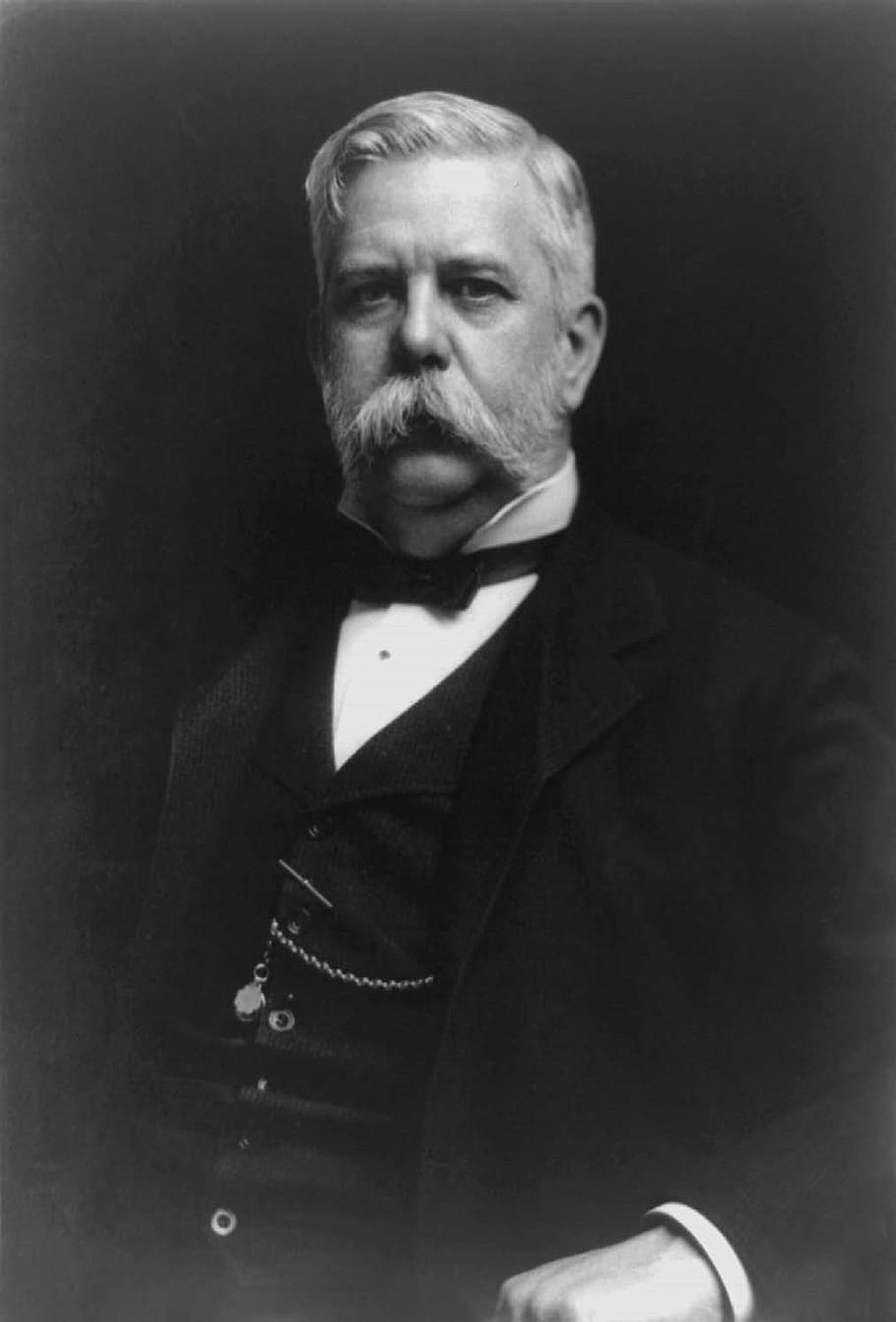 george westinghouse, entrepreneur, engineer, inventor, railway air brake, alternating current, rival to thomas edison, direct current, one person, portrait