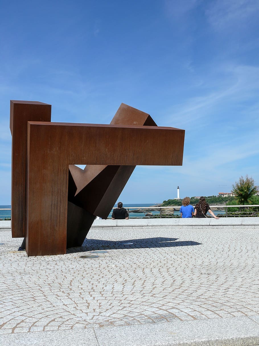 escultura, metal, artista, fora, viagem, escultura em metal, arte moderna, exposição, obras de arte, Biarritz