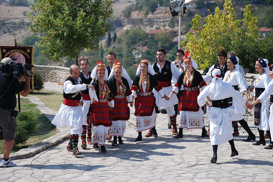 travel, greek folklore team, hellenic dance, group of people, crowd, real people, large group of people, traditional clothing, nature, day