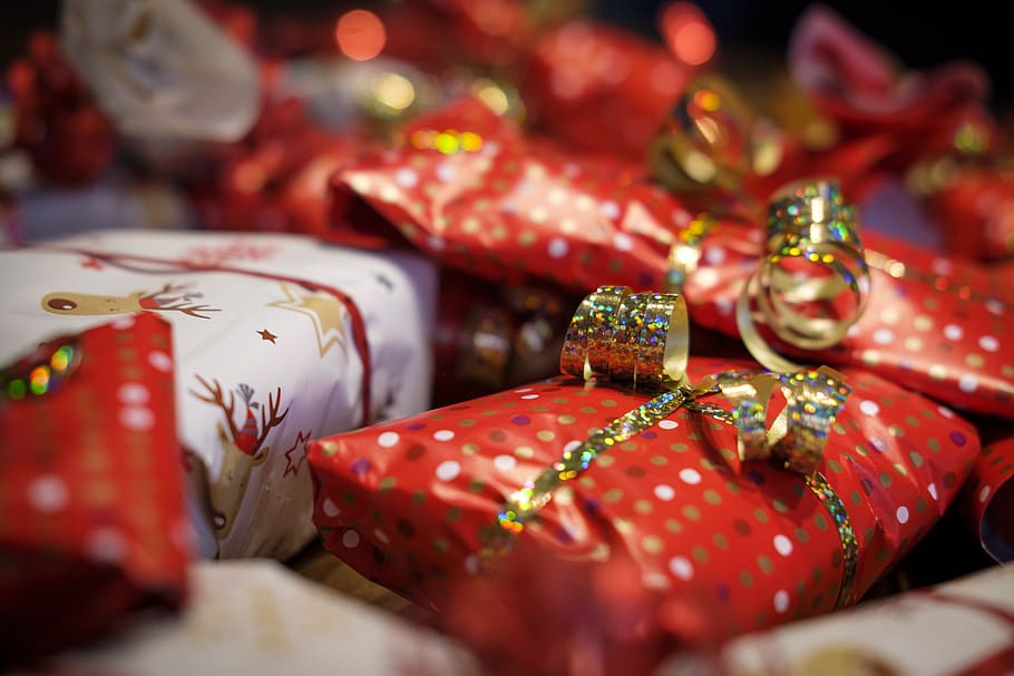regalos, sorpresa, hecho, navidad, tiempo de navidad, dar, alegría, enfoque selectivo, primer plano, alimentos y bebidas
