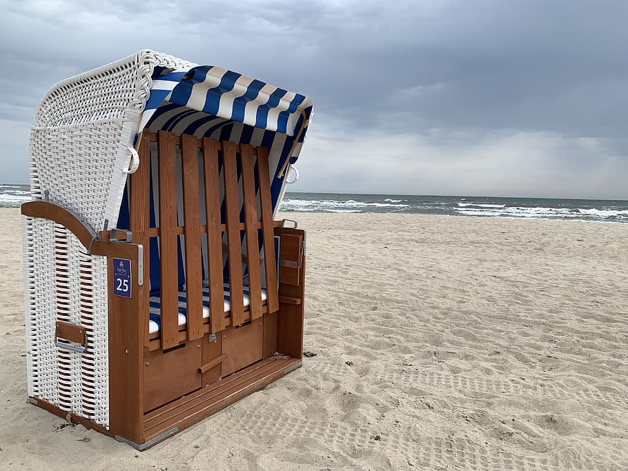 silla de playa, mar báltico, mar, vacaciones, arena, cielo, costa, playa de arena, relajación, recuperación