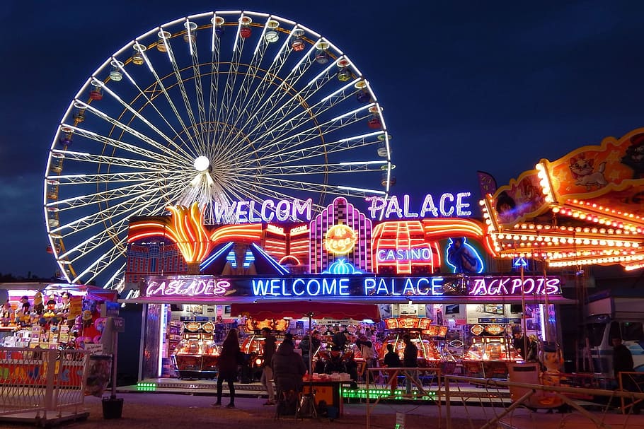 Fun Fair, Ferris Wheel, Attraction, kesenangan, hobi, warna, kegembiraan, cahaya, korsel, roda