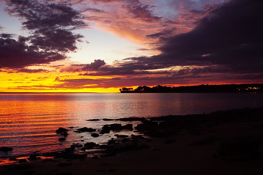 일몰, 다윈, 북부 지역, 호주, 해변, 하늘, 물, 구름-하늘, 풍경-자연, 자연의 아름다움