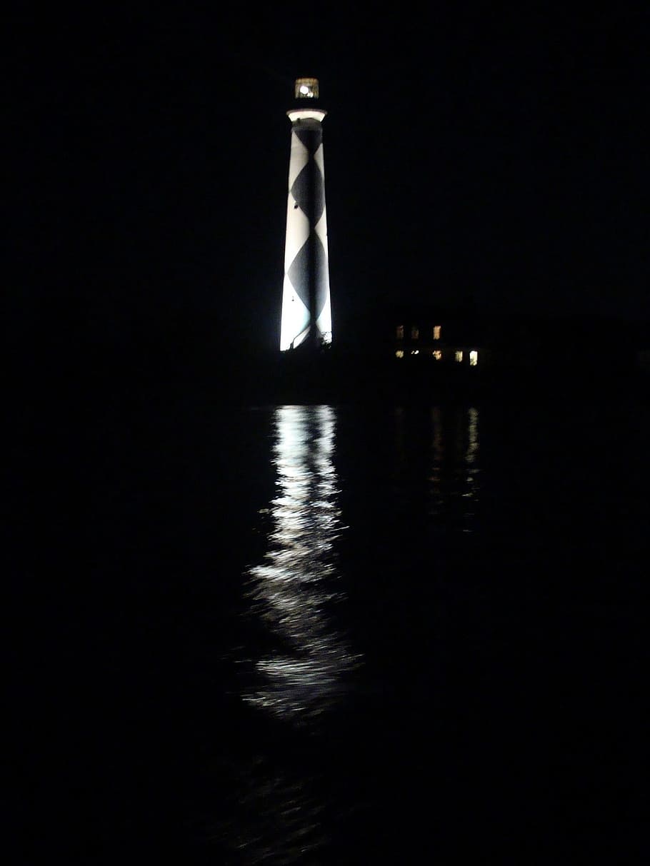 Lighthouse, Cape Lookout, Night, Beacon, historic, outer banks, north carolina, usa, scenic, architecture