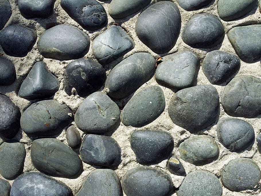 black stones, Gravel, Stone, Road, Background, pattern, material, construction, natural, surface