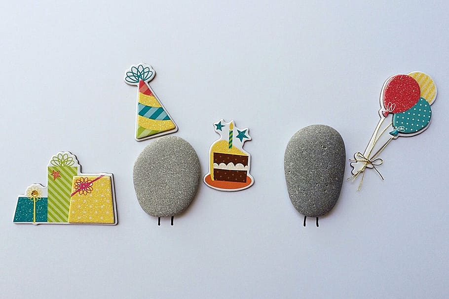 assorted, part, favors, sticker, birthday party, cake, celebrate, rock art, decoration, christmas