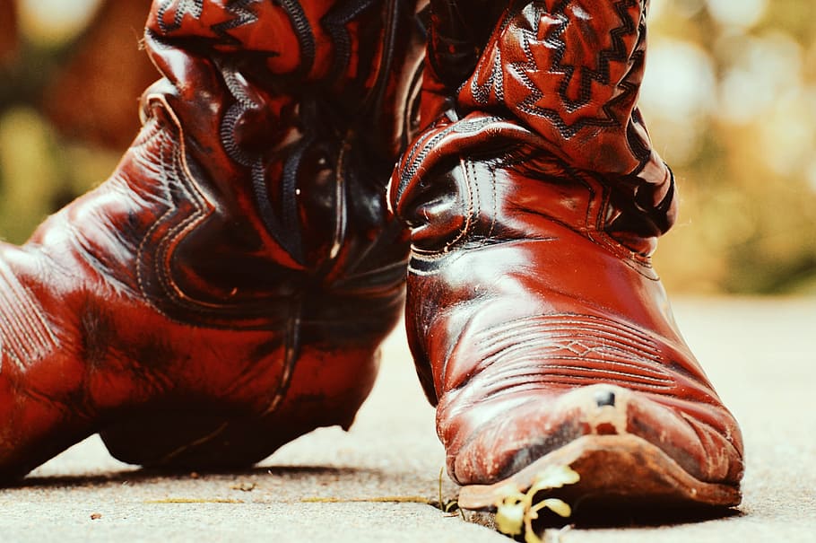 Cowboy Boots, Leather, 80S, Retro, boots, old, leather boots, shoes, close-up, fashion