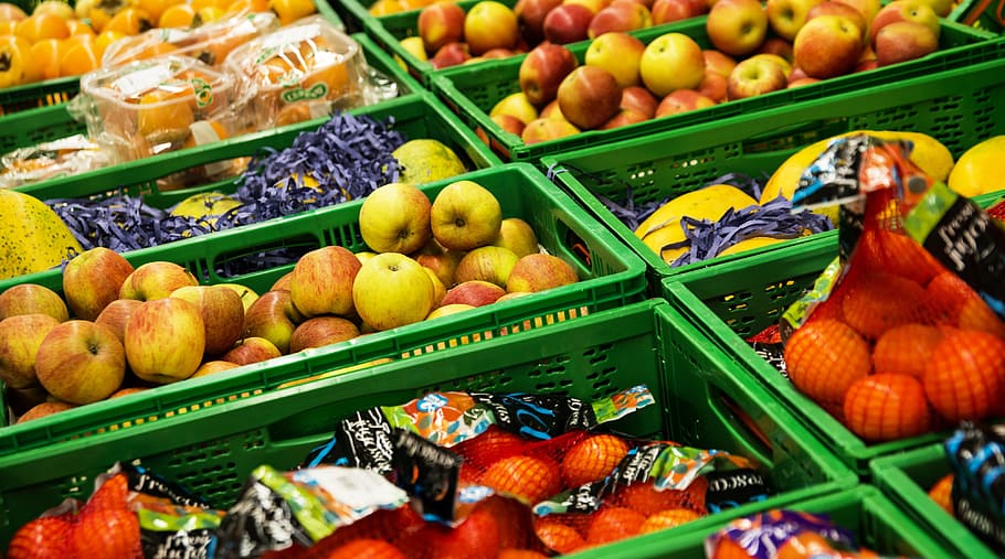 木枠, 果物, スーパーマーケット, 野菜, 食品, ショップ, 食料品, 市場, 新鮮, 健康