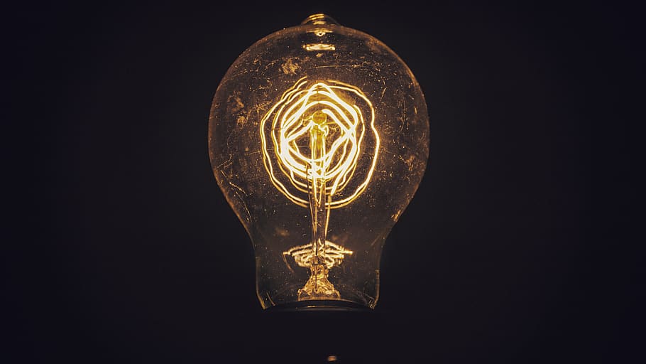 luz, lâmpada, filamento, energia, ideia, eletricidade, inovação, corrente, poder, iluminação