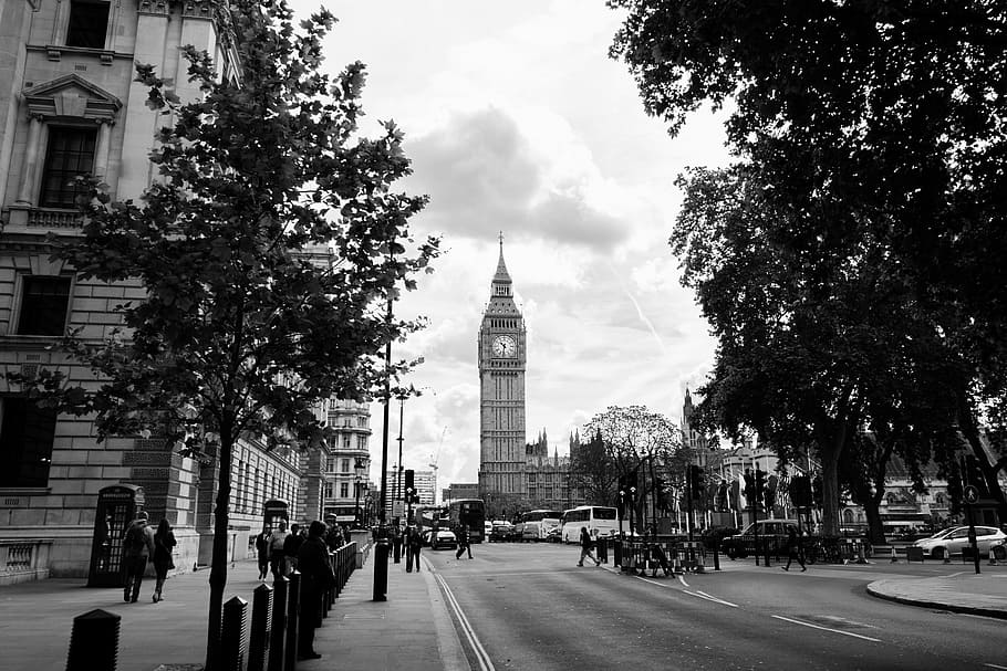 grayscale photo, big, ben, daytime, london, big ben, elizabeth's tower, architecture, building exterior, built structure