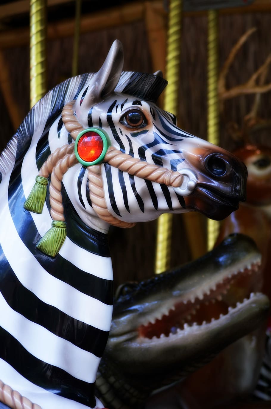 carousel, zebra, ride, entertainment, amusement, merry-go-round, fun, fair, festival, summer