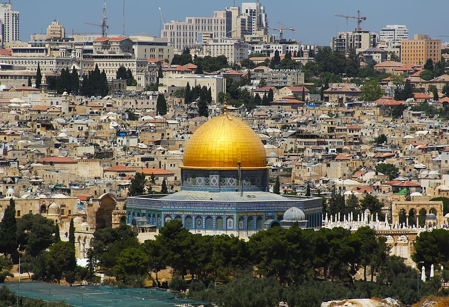 laranja, cúpula, topo, museu, Jerusalém, adoração, história, férias, cidades, dourado