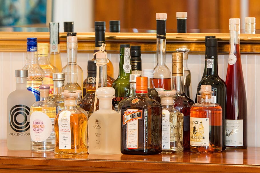 spirits, bottles, alcohol, brandy, liqueur, bar, whisky, gin, grappa, benefit from