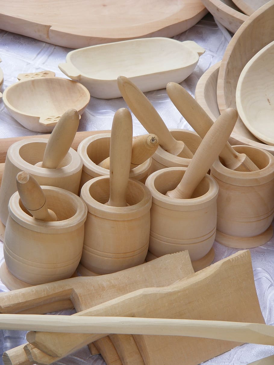 platos, madera, rumano, escultura, carpintería, plato, comida, accesorio, hogar, instrumento