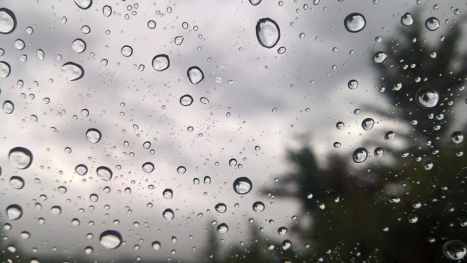 tetesan hujan di jendela, hujan, tetesan, jendela, kaca, tetesan hujan, air, di luar ruangan, cuaca, basah