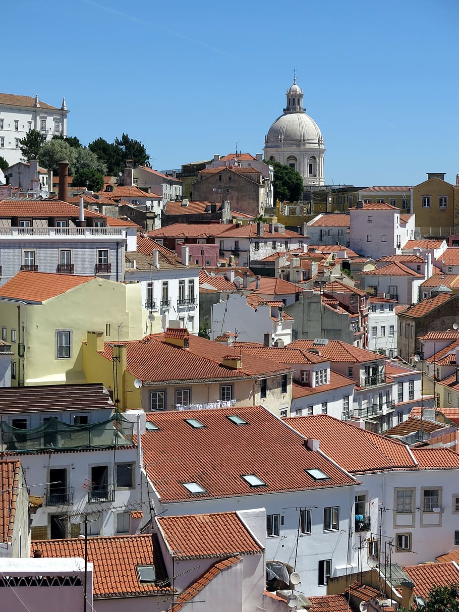 Lisboa, edificio, casco antiguo, tejados, históricamente, arquitectura, exterior del edificio, estructura construida, ciudad, techo
