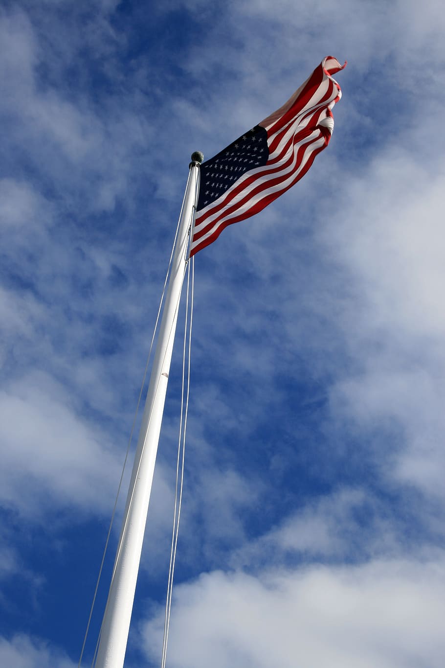 EUA, bandeira, azul, céu, nacional, acenando, independência, dia, símbolo, patriotismo