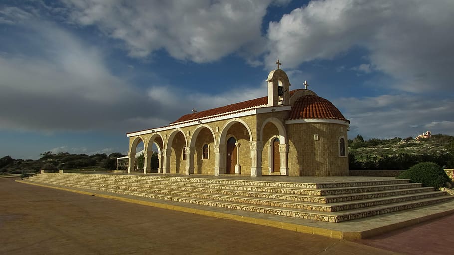 cyprus, ayia napa, ayios epifanios, church, orthodox, architecture, religion, sightseeing, clouds, sky