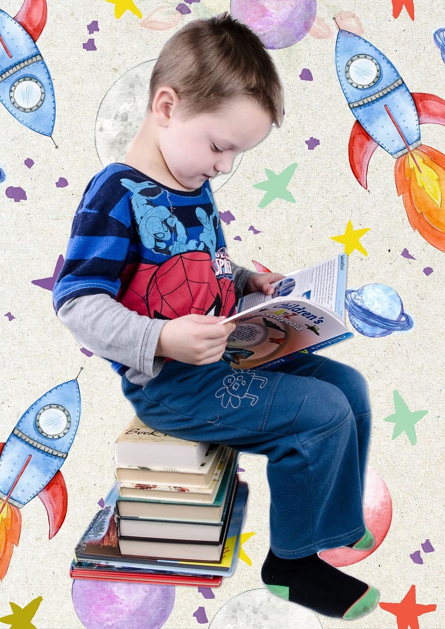 boy, sitting, book, reading book, reading, preschool, kindergarten, school, template, stationery