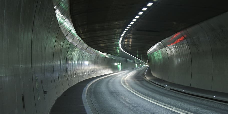 terowongan jalan kosong, terowongan, jalan raya, lampu, visi terowongan, mengendarai mobil, berkendara, lalu lintas, mobil, kosong