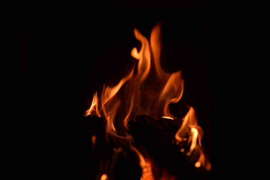 flames, lights, chiaroscuro, heat - temperature, flame, burning, night, close-up, inferno, black background