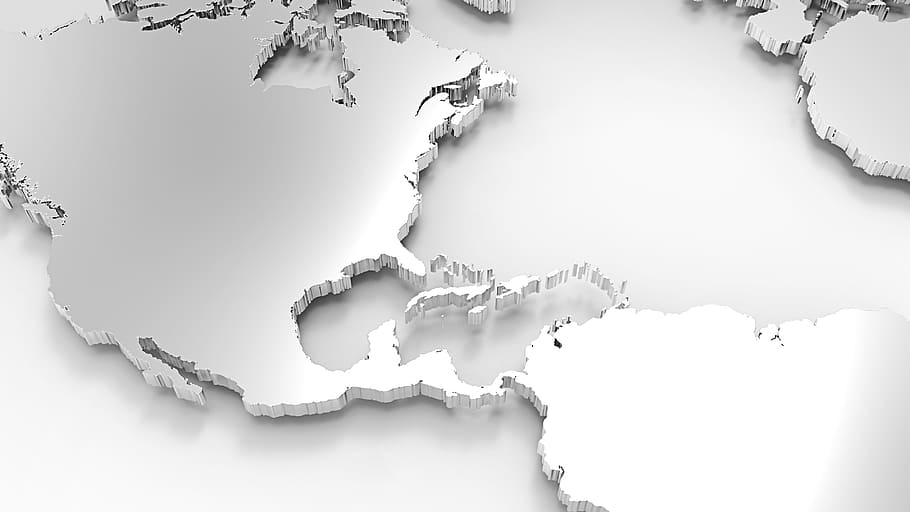 blanco, ilustración del mapa mundial, modelo 3d, mundo, tierra, geografía, educación, globo, planeta, américa del norte