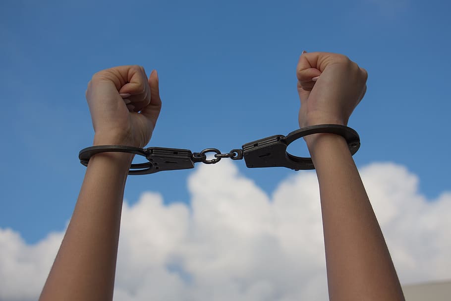 closeup, person, raising, hands, handcuffed, Dependence, Drug, Women'S, Fists, the dependence of