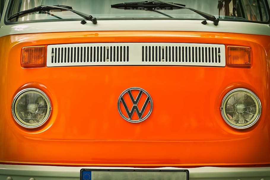 red, white, volkswagen kombi, auto, vw, vw bus, vehicle, old, oldtimer, classic