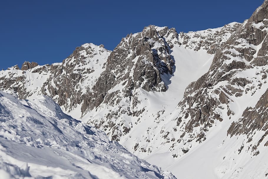 mountain, alps, winter, snowy mountain, rock, austria, snow, cold temperature, sky, scenics - nature