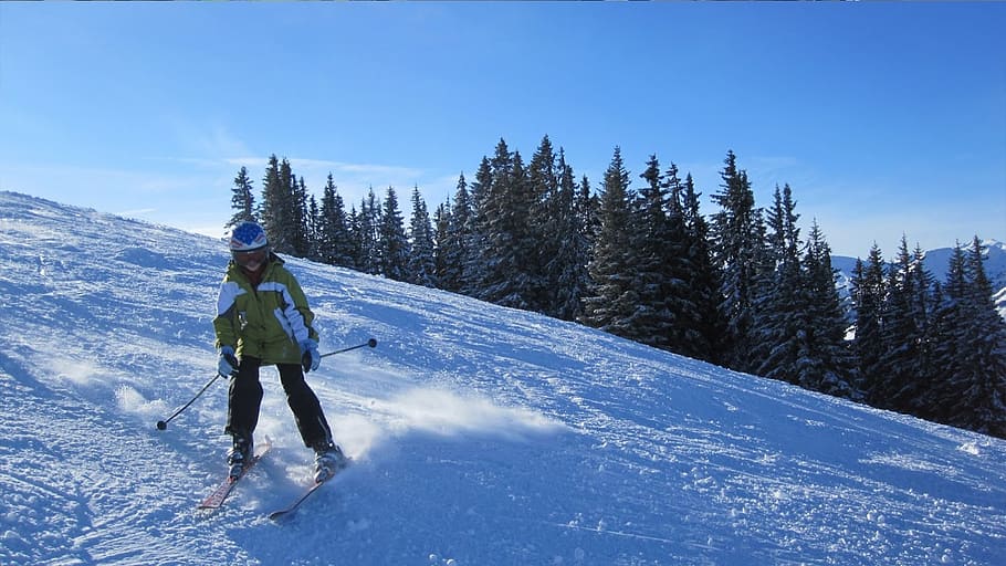 person, using, snow skis, ski, winter, snow, skiing, backcountry skiiing, mountains, alpine