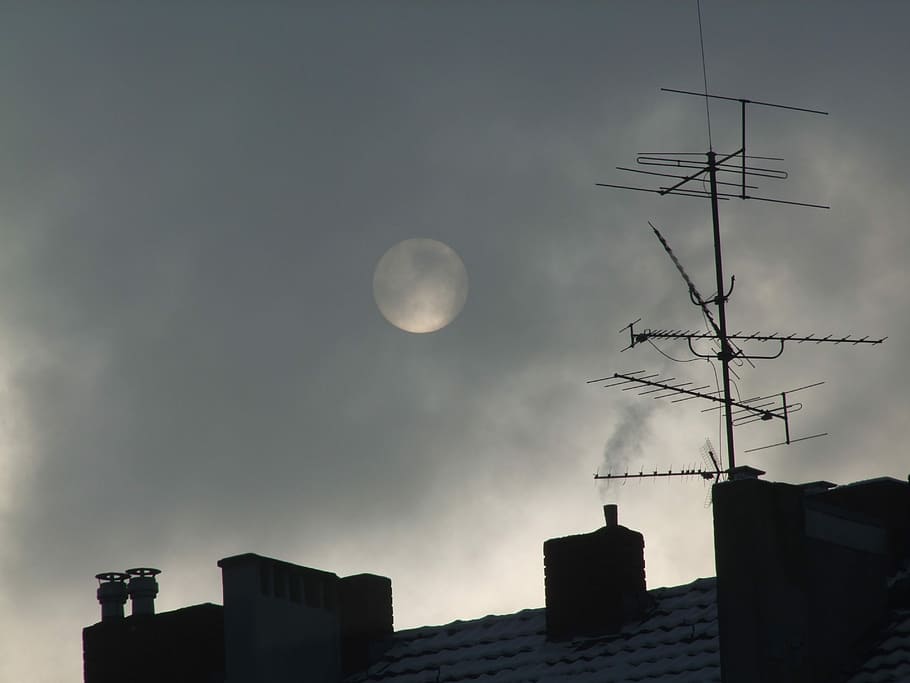 Full Moon, Moon, Roof, Roof, Tile, Mood, moon, roof, tile, sky, atmosphere, mysticism