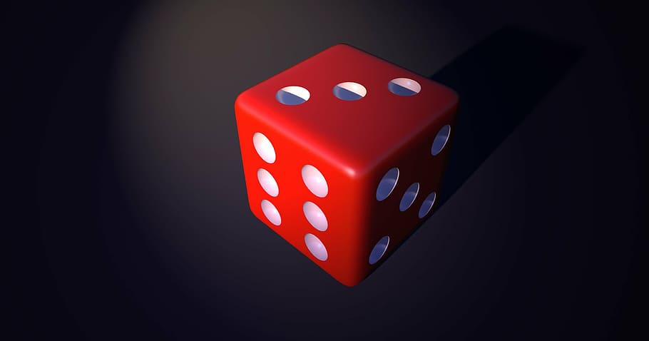 merah, putih, dadu, kubus, bermain, acak, keberuntungan, poin, angka mata, kubus ajaib